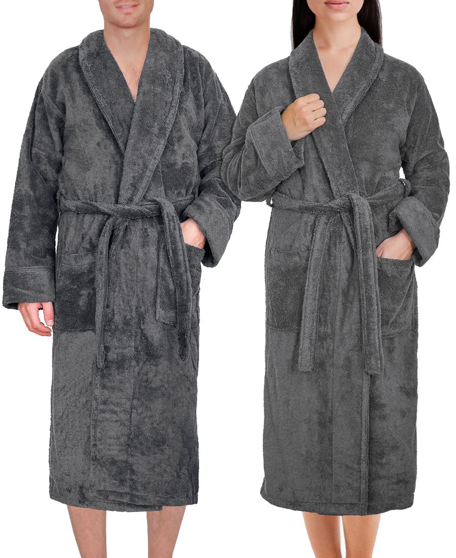 

Легкие плюшевые банные халаты с воротником-шалью American Soft Linen, серый