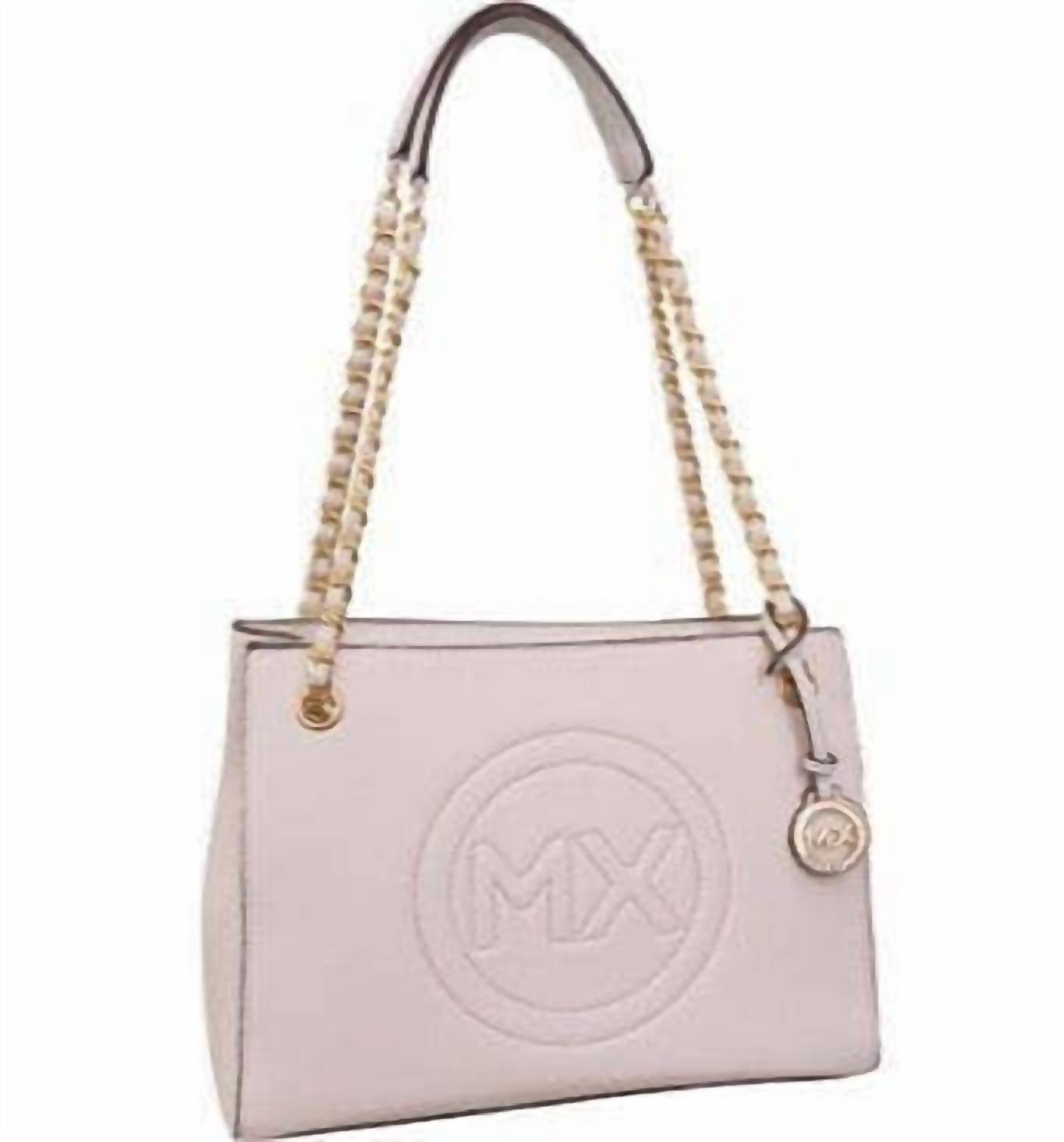 

Max Studio Женская сумка-тоут с двумя ручками и цепочкой, цвет слоновой кости, с зернистой текстурой