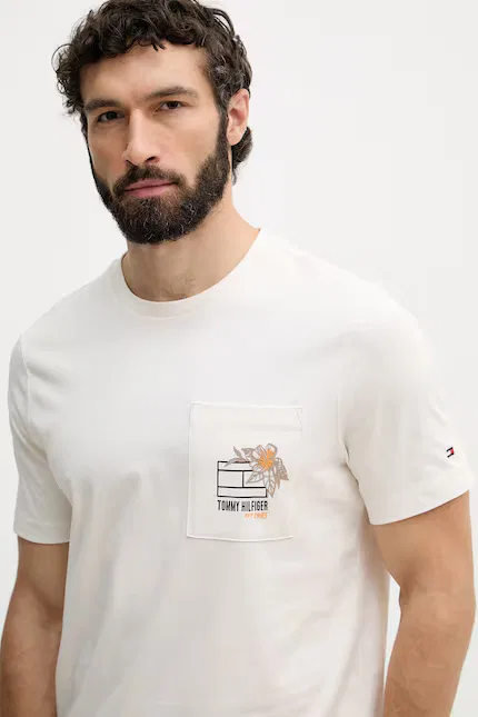 Футболка с цветочным принтом Tommy Hilfiger, бежевый — фото 4