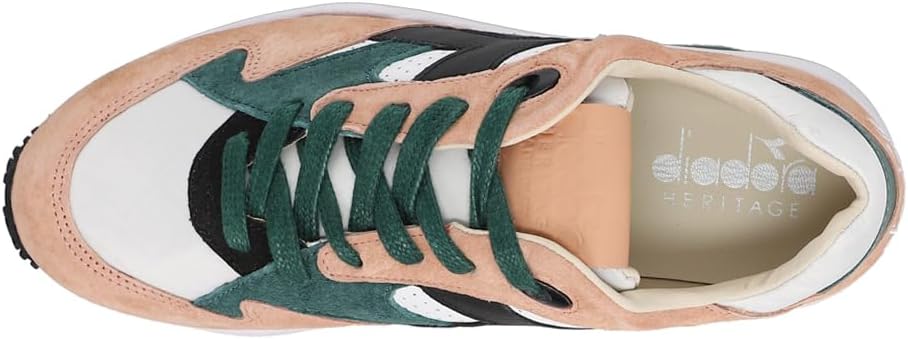 Кроссовки мужские Diadora Eclipse Italia с перфорированной верхней частью и шнуровкой, повседневные - зеленые, розовые, белые — фото 4