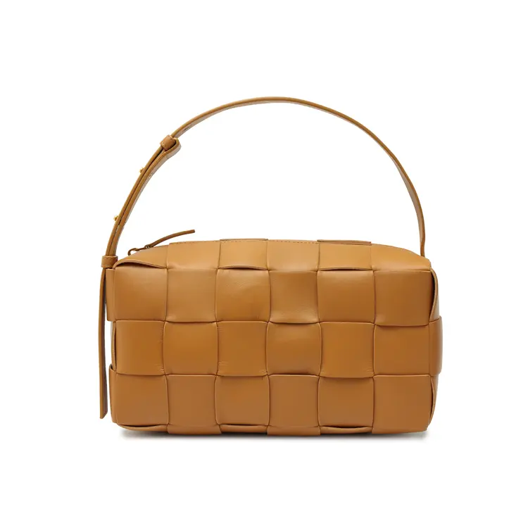 Кожаная сумка-брикет Bottega Veneta, женская сумка через плечо, ручная кладь, верблюжий цвет — фото 2