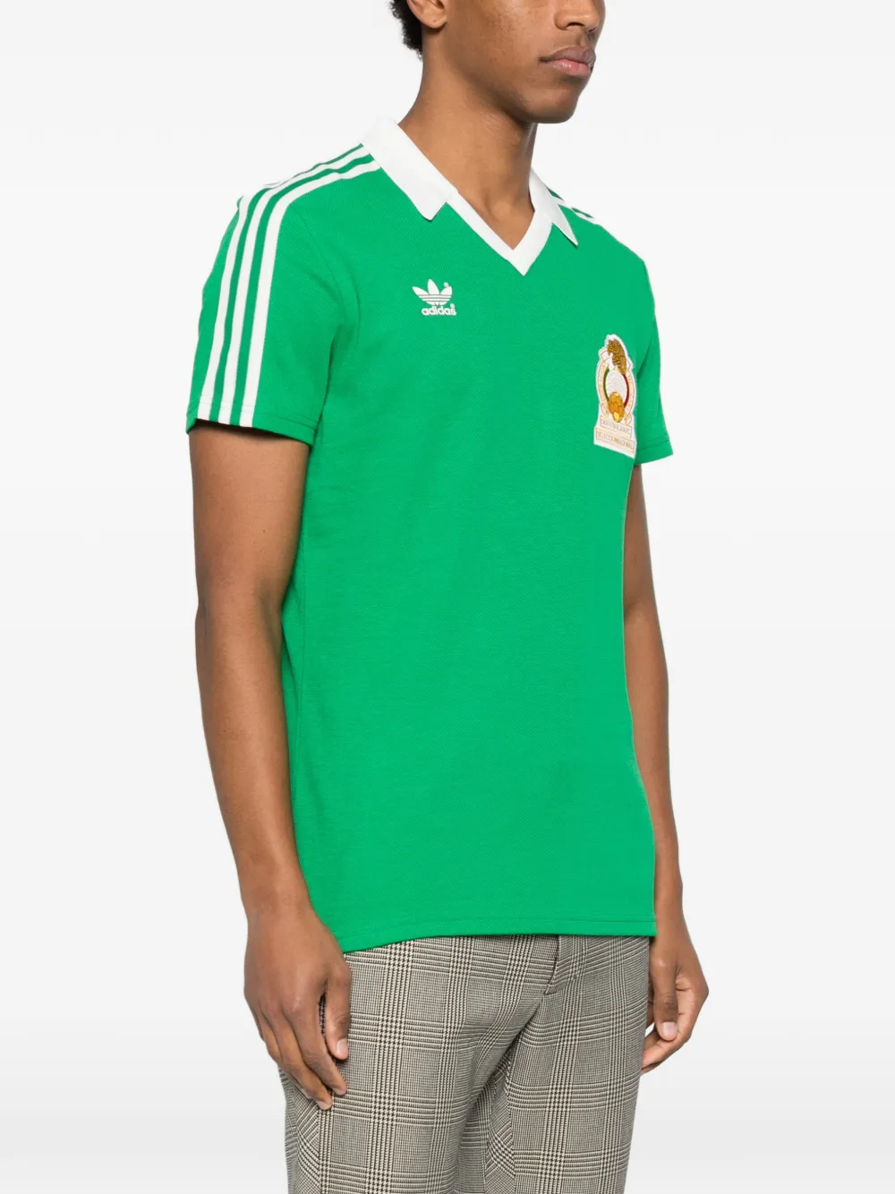 Футболка в полоску с V-образным вырезом Adidas, зеленый — фото 3