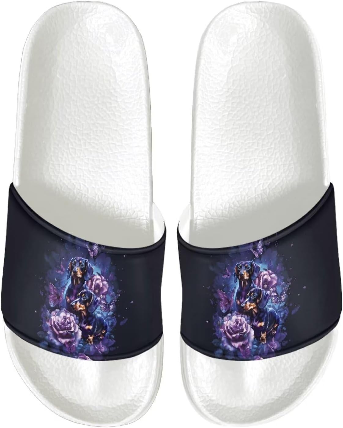 

Тапочки для женщин и мужчин, нескользящие, быстро сохнущие, для душа, сандалии для ванной Judentidos, Dachshund Floral