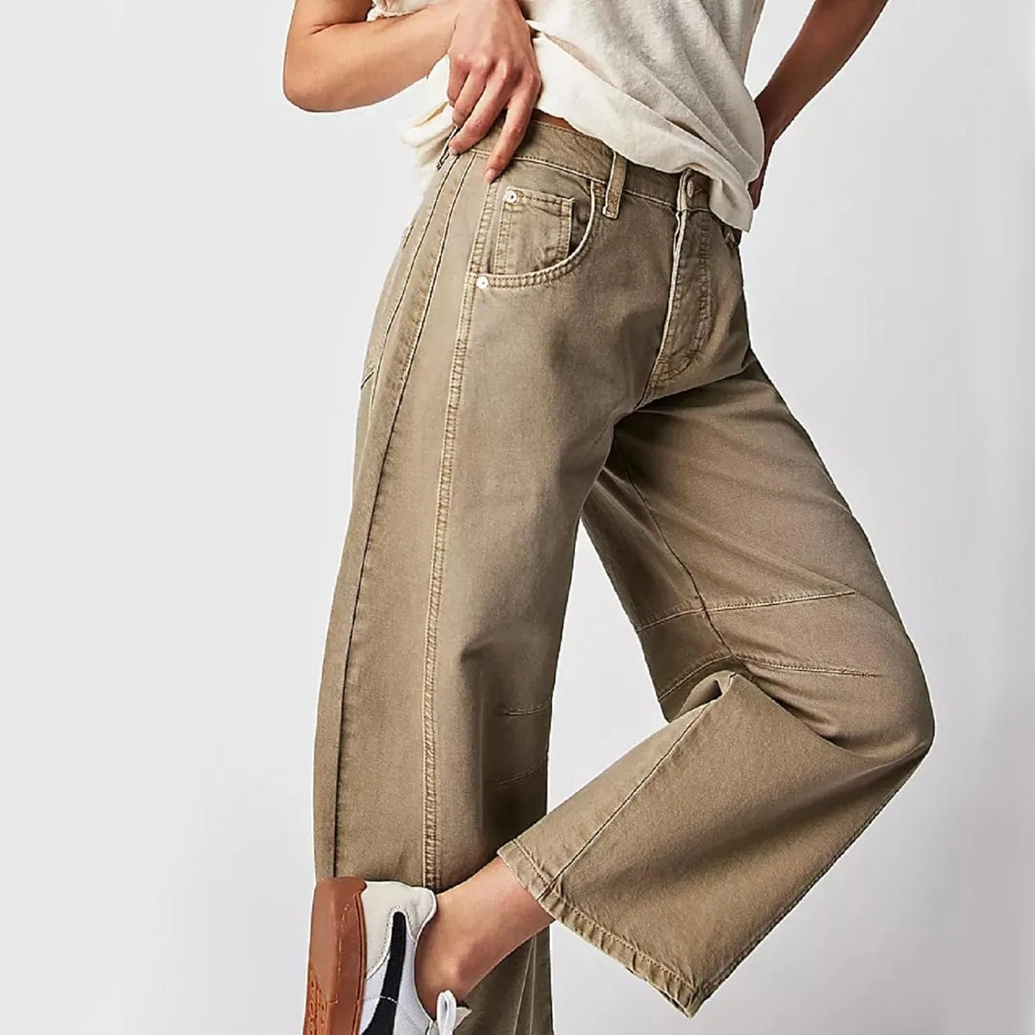 Джинсы мешковатые Barrel Jeans, Khaki — фото 3