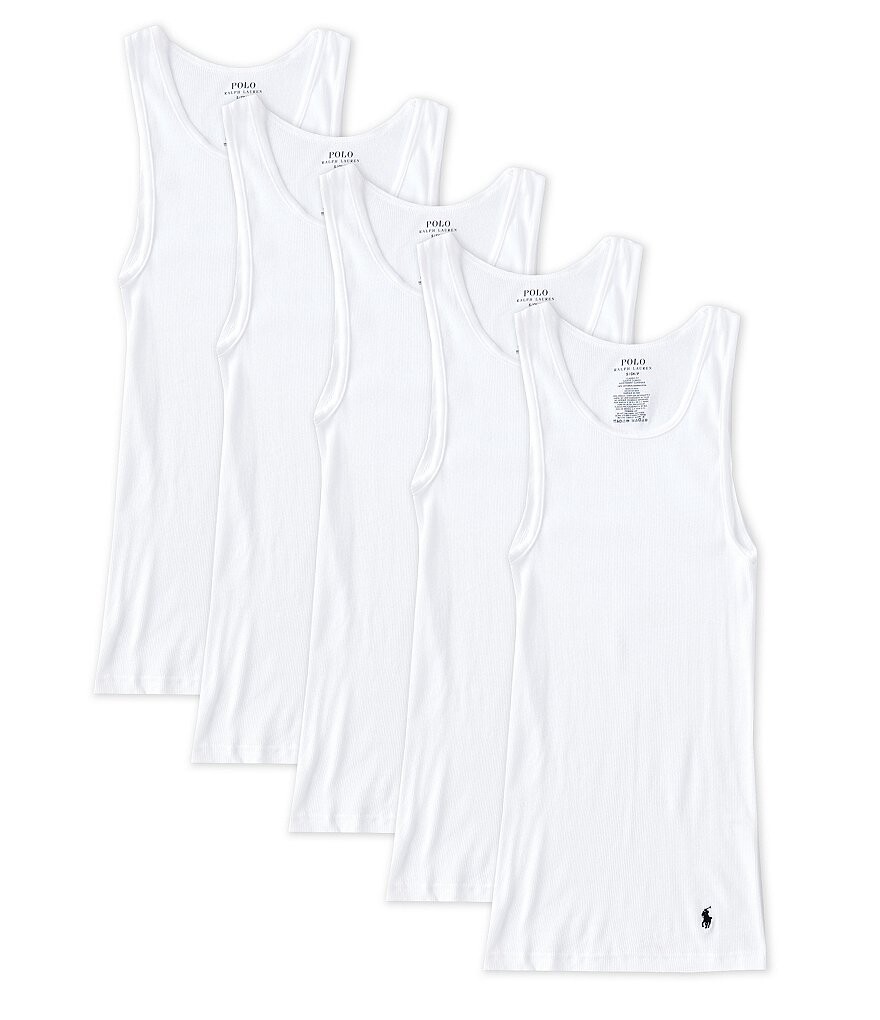 

Классическая однотонная хлопковая майка Polo Ralph Lauren, 5 шт., белый