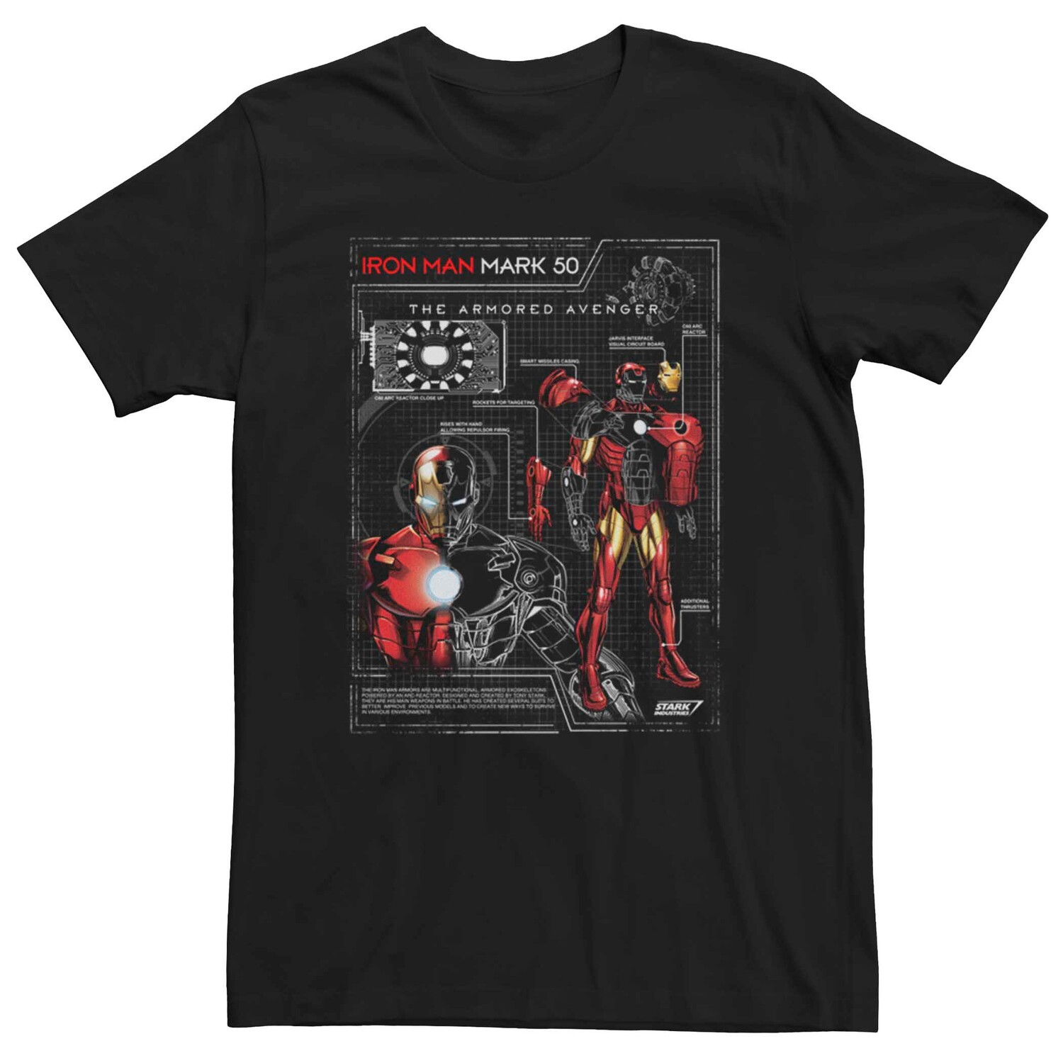 

Мужская футболка Marvel Iron Man Mark 50 Schematic Licensed Character