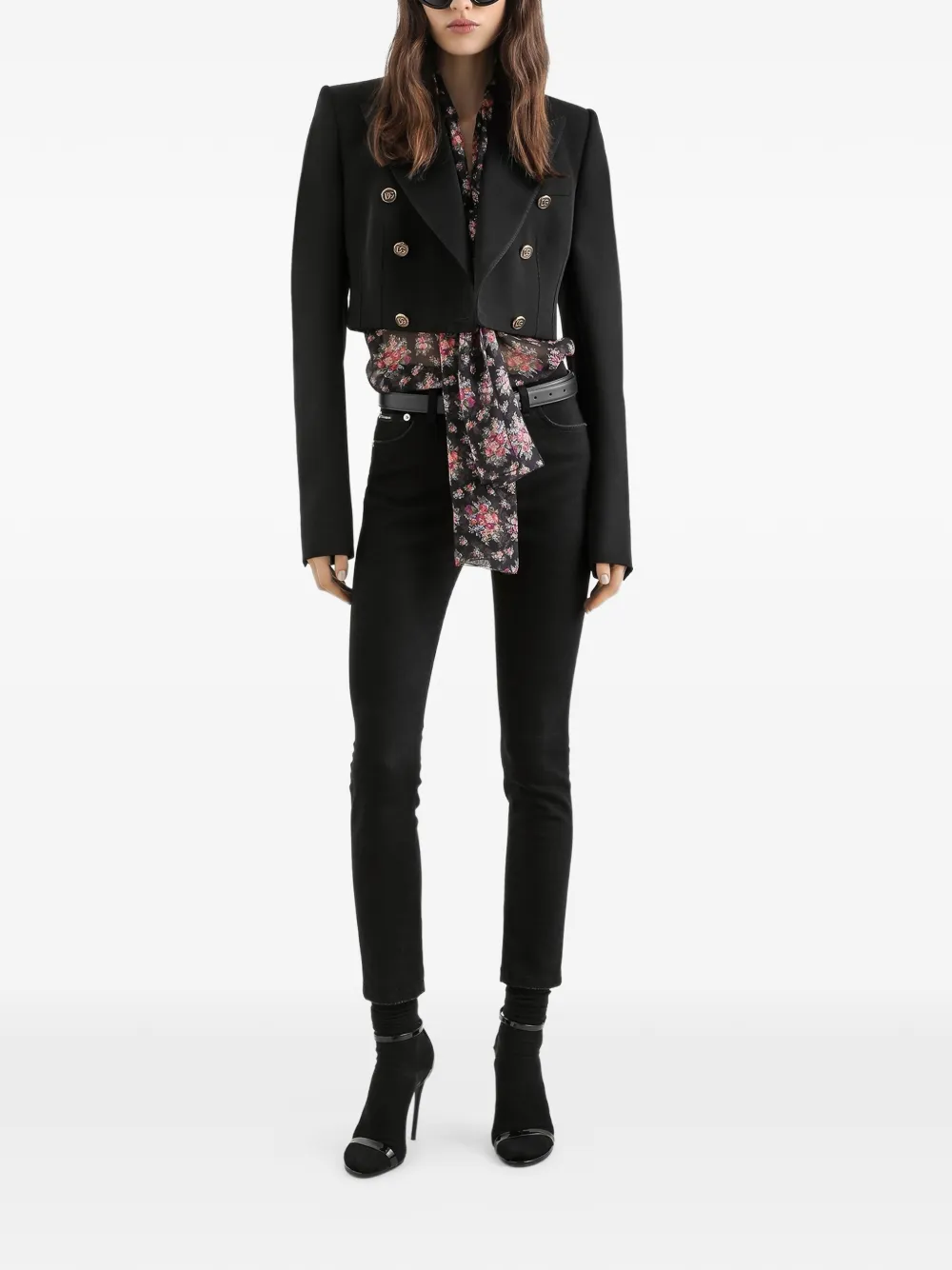 

Топ с цветочным принтом Dolce & Gabbana, черный