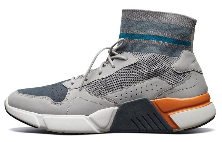 

Skechers Block Lifestyle Shoes Men High-top Grey/white/orange