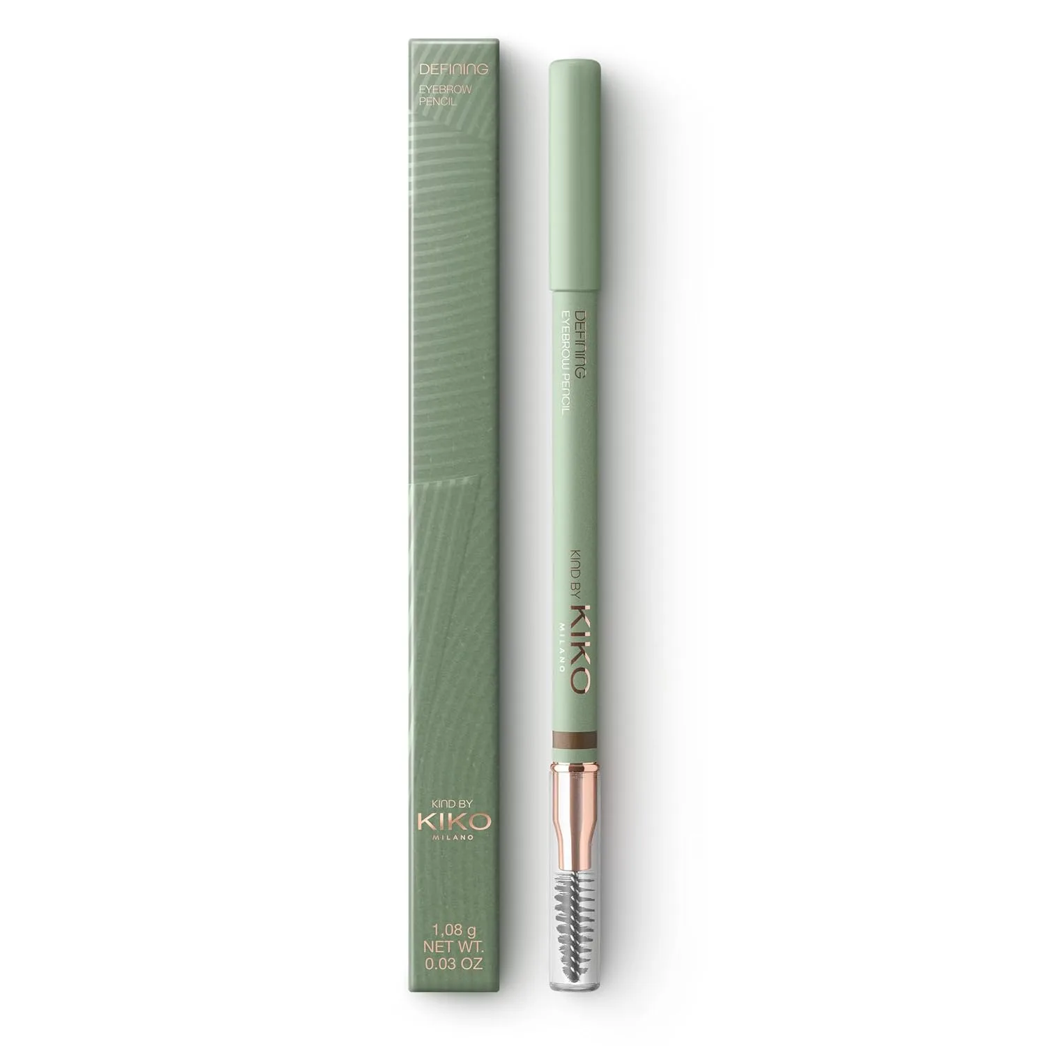 Карандаш для бровей KIKO Milano Kind by KIKO Defining Eyebrow Pencil 02, с щеточкой для бровей, 02 Milk Chocolate — фото 4