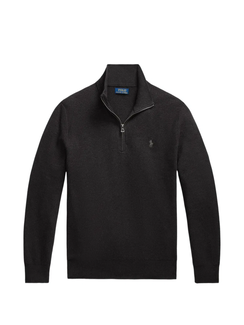 Свитер с вафельной вязкой и застежкой-молнией до середины груди Polo Ralph Lauren, серый