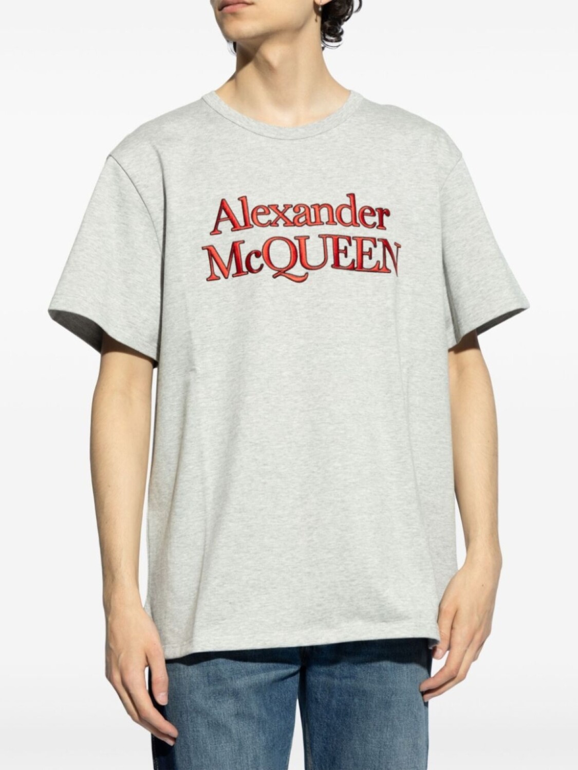 Alexander McQueen футболка из хлопка с логотипом, серый — фото 3