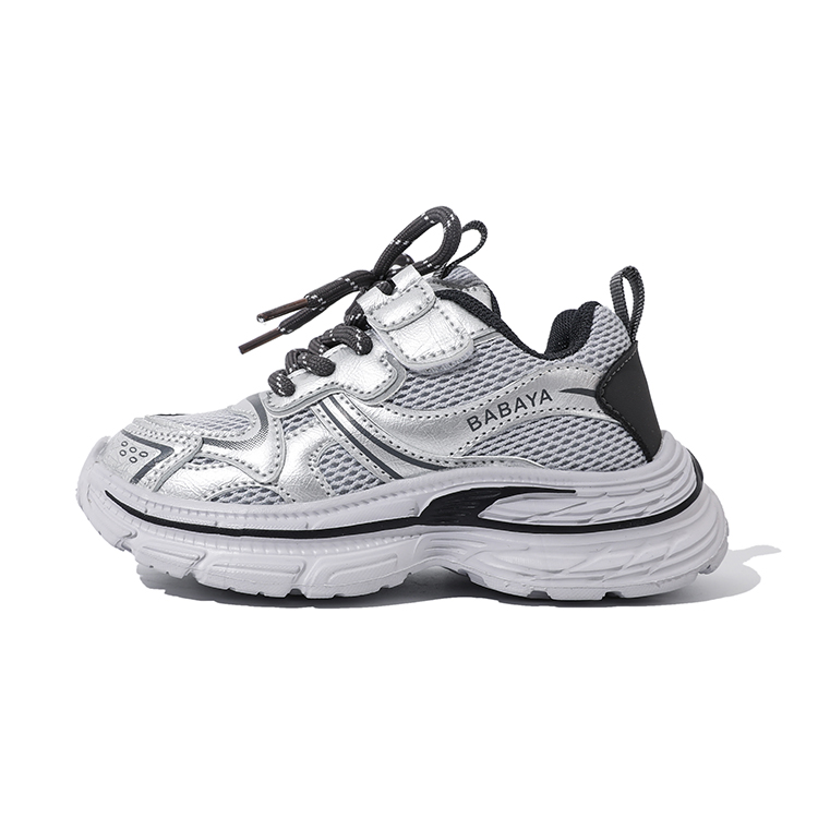 

Нескользящие, устойчивые к истиранию, дышащие, легкие, амортизирующие, низкие, детские, повседневные кроссовки для детей Babaya, серебряный