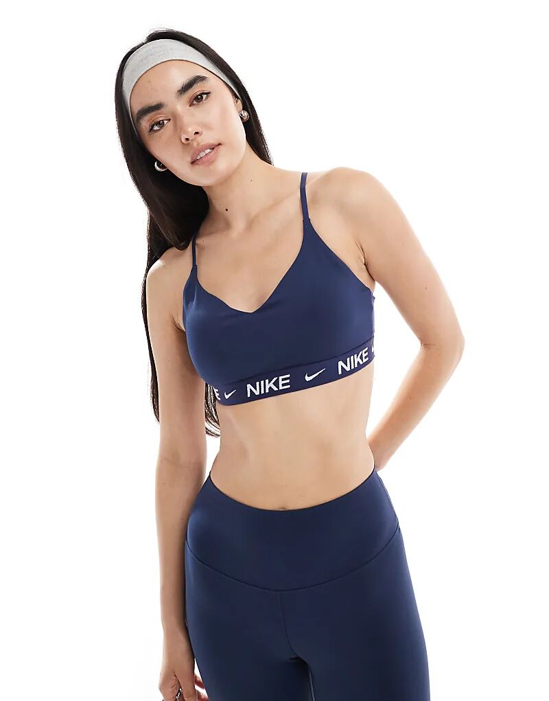 Спортивный бюстгальтер с лёгкой поддержкой Nike Training Indy Dri-FIT тёмно-синего цвета — фото 2