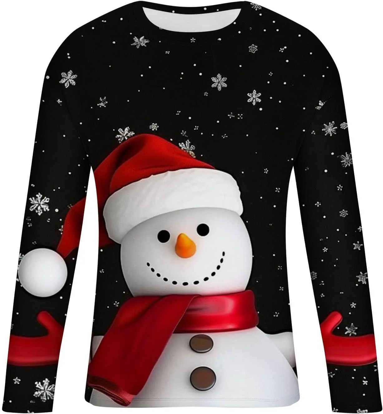 Мужская футболка с забавным снеговиком на Рождество, Long Sleeve Crewneck — фото 3