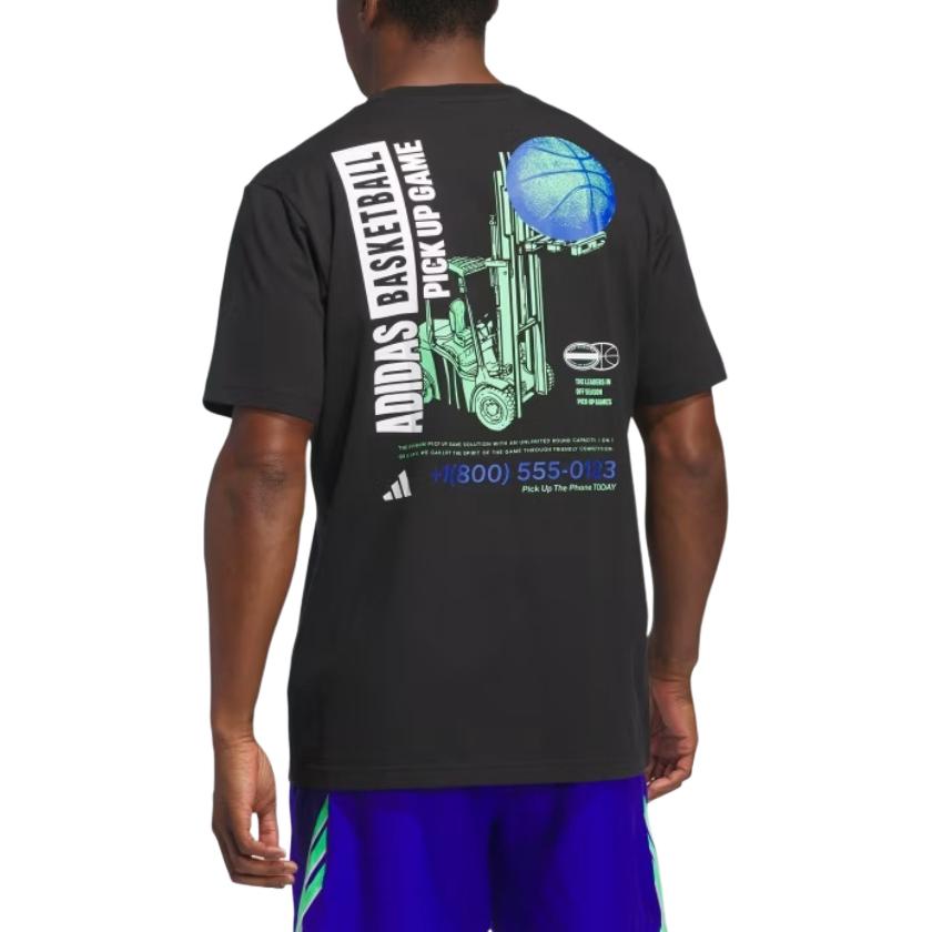Adidas Футболка мужская Basketball SS25 Pick up Game Graphic черная — фото 4