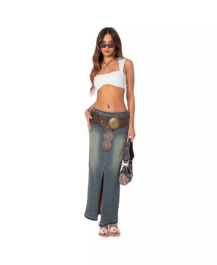 

Женская юбка Lexy Washed Denim Maxi Edikted, синий