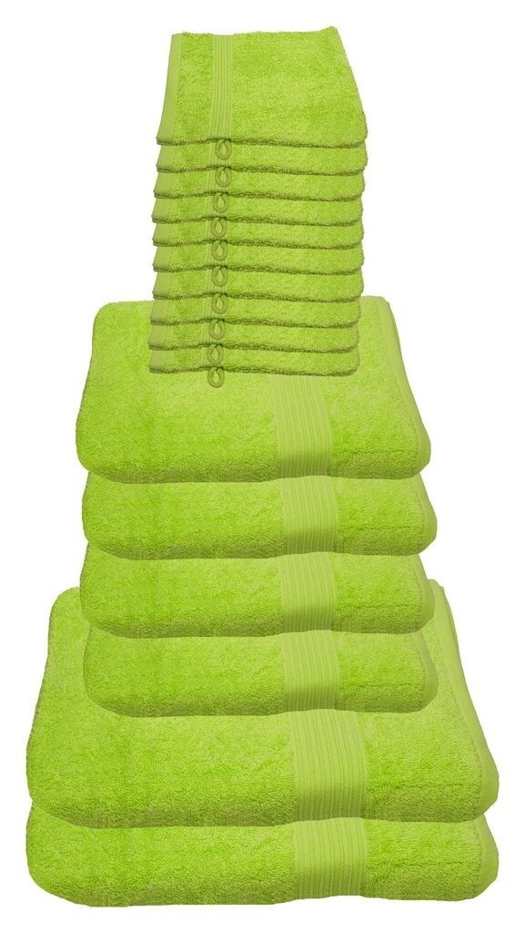

Набор полотенец Julie Julsen салатовый, набор: 16 штук: 2 банных полотенца, 4 полотенца для рук, 10 моющих перчаток., лайм
