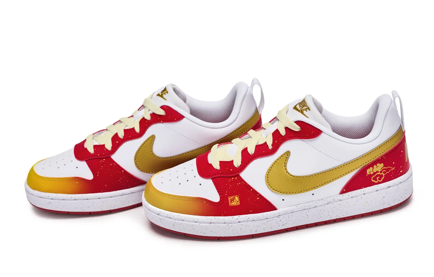 Court Borough 811 Manufacturing, Year Of The Horse Good Luck противоскользящие детские скейтерские кроссовки Nike, белый красный золото — фото 4