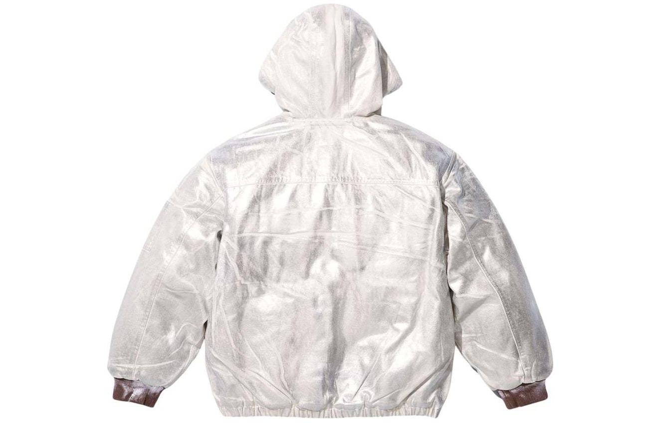 MM6 Maison Margiela Фольгированная худи рабочая куртка Supreme, Natural/Natural — фото 3
