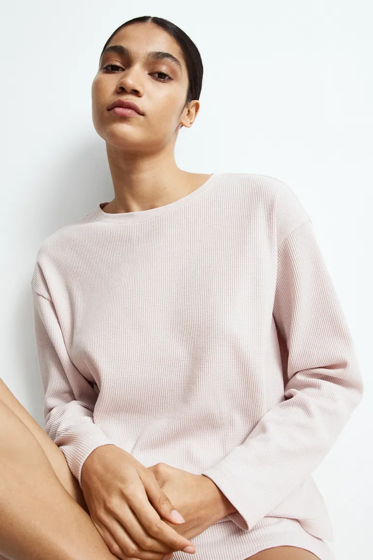 

Пижама с вафельной структурой H&M, розовый
