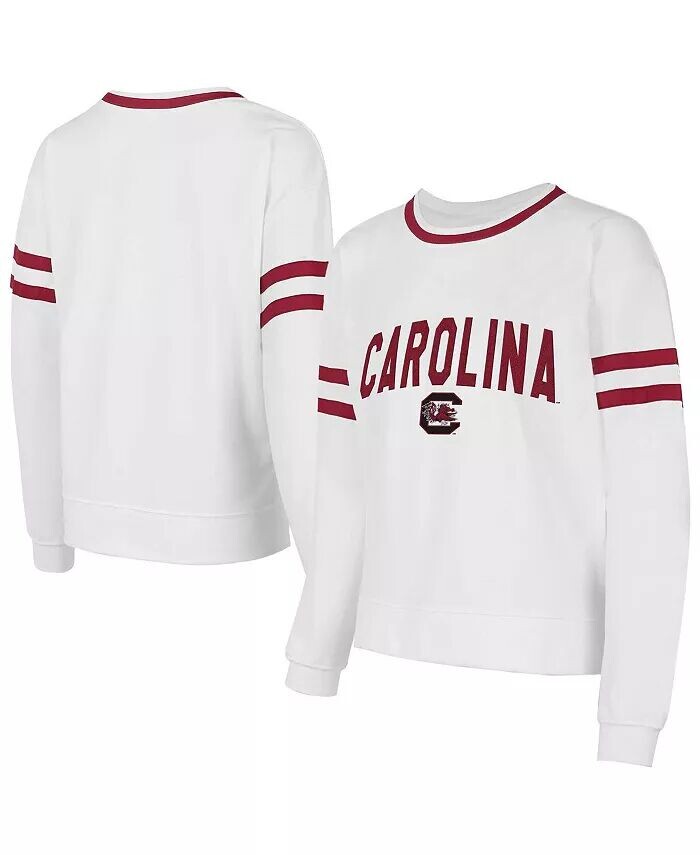 

Женская белая футболка South Carolina Gamecocks Borough French Terry Arch Over с длинным рукавом Concepts Sport