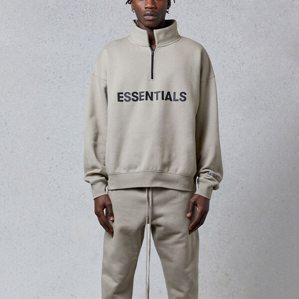 Свитер fw20 half zip sweatshirt 'olive' Fear Of God Essentials, зеленый — фото 3