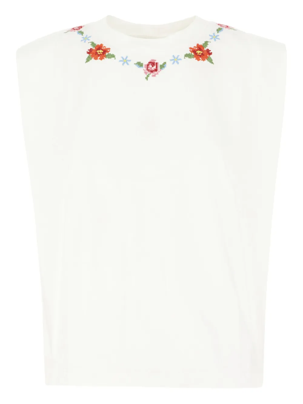 

Топ с объемными плечами и вышивкой FARM Rio, нейтральный