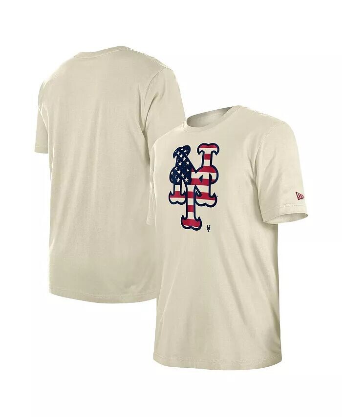 

Мужская кремовая футболка с принтом флага New York Mets 4th of July New Era