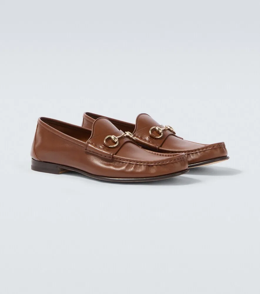 Кожаные лоферы Gucci Lugano Horsebit, коричневый