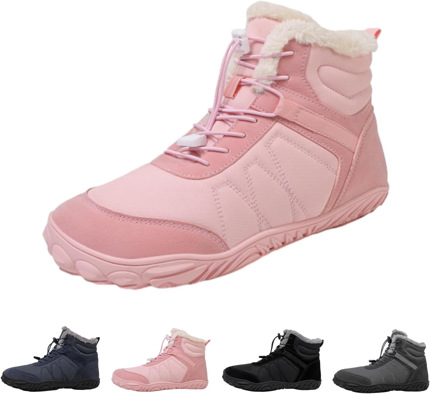 

Зимняя обувь для походов для женщин и мужчин, 2025 обновленные зимние ботинки, теплые водонепроницаемые ботинки с широкой носочной частью для альпинизма и спорта Takezumi, розовый