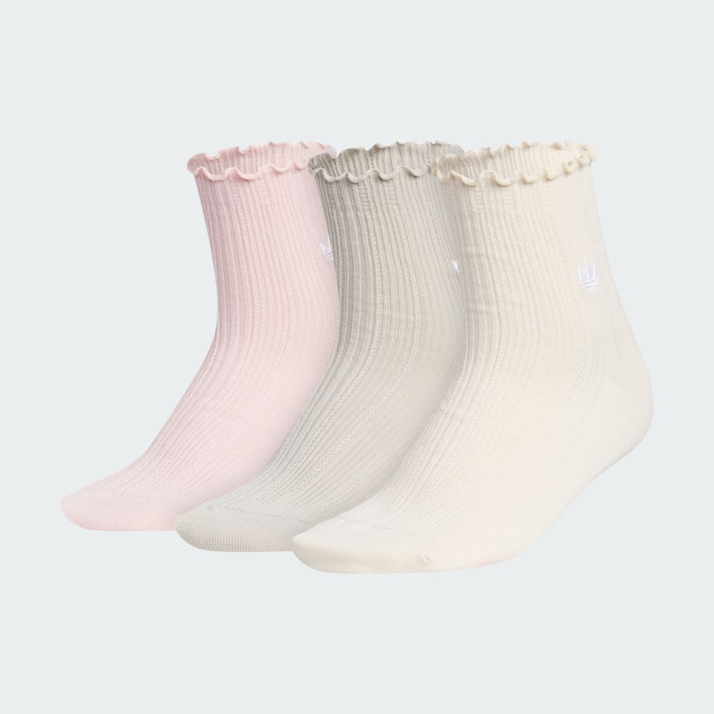 

Носки Adidas Unisex Originals Ruffle 3-Pack Quarter, цвет Pink Wave/Beige/Wonder White