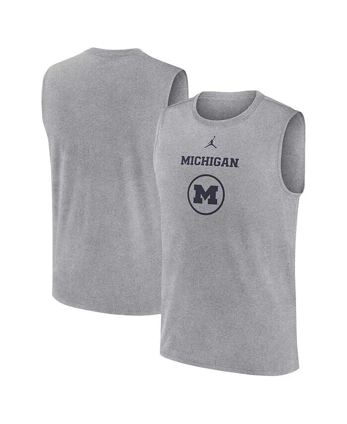 

Футболка мужская Heather Gray Michigan Wolverines On-Court Basketball Practice Legend без рукавов Jordan