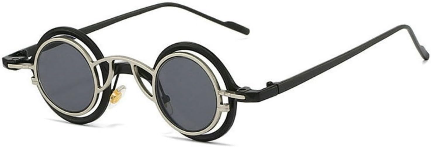 

COTIA 2026 Модные круглые солнцезащитные очки для женщин и мужчин, металлическая оправа, оригинальный дизайн, ретро-панк стиль, очки для активного отдыха, Black Silver