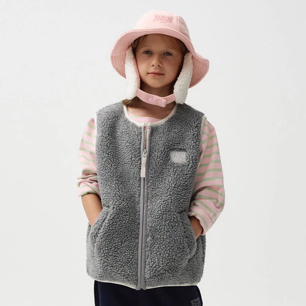 Детский флисовый жилет Marithé Kids с классическим логотипом, серый