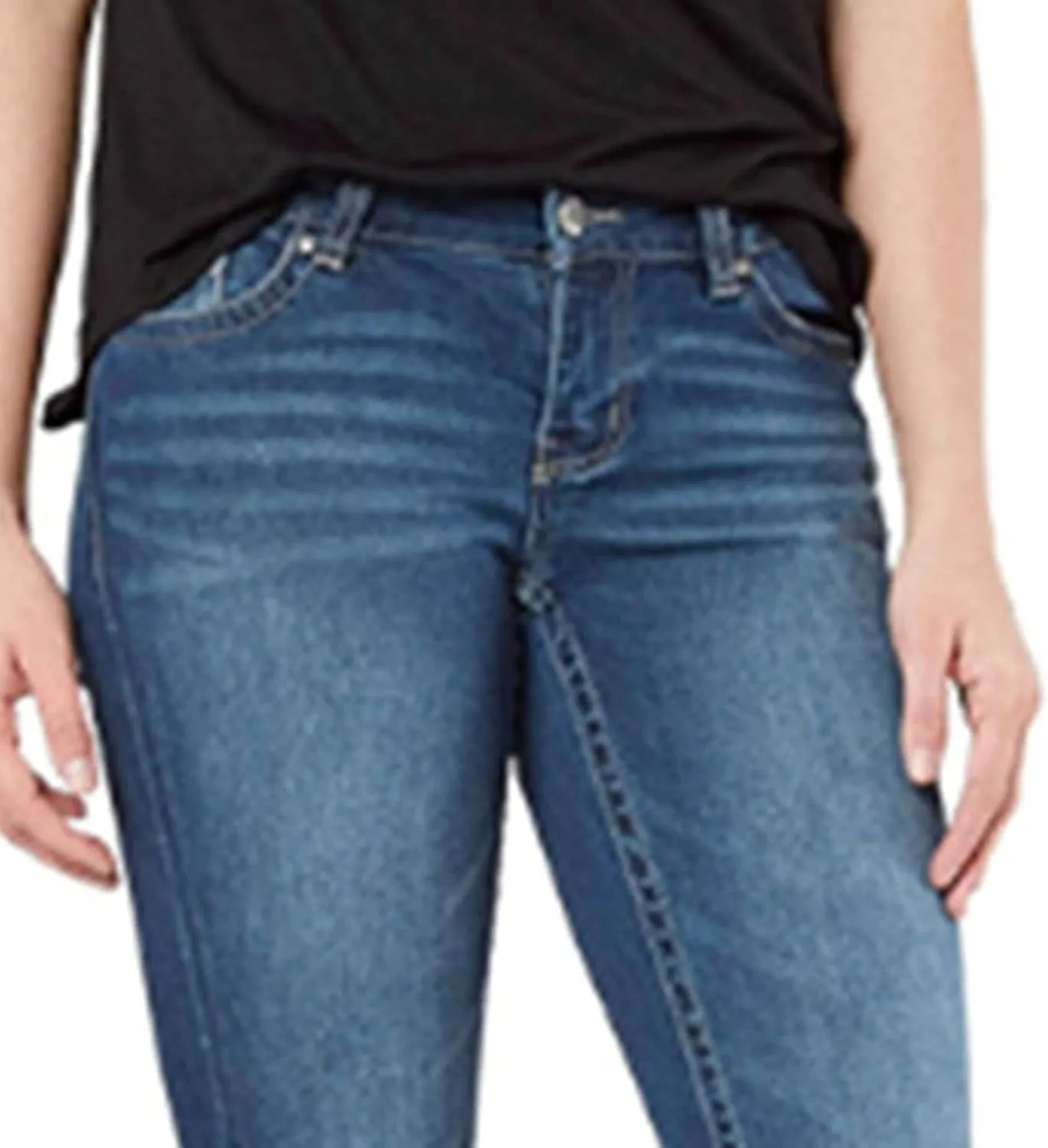 Женские потертые джинсы bootcut mid rise с эффектом стройности — фото 2