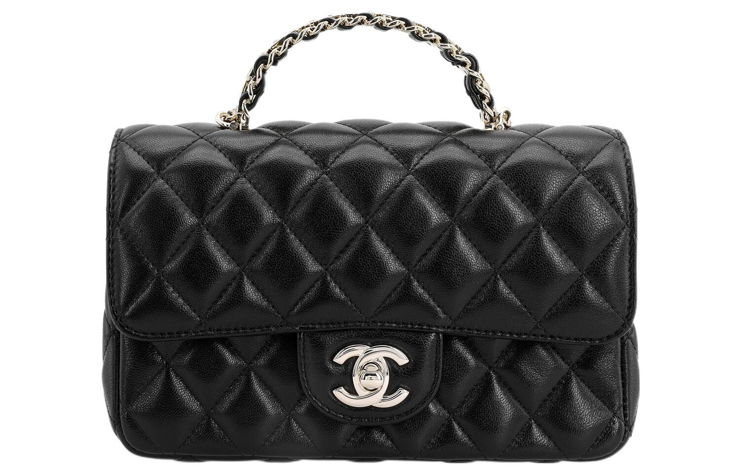 

CHANEL Кожаная сумка через плечо миниатюрная женская черная