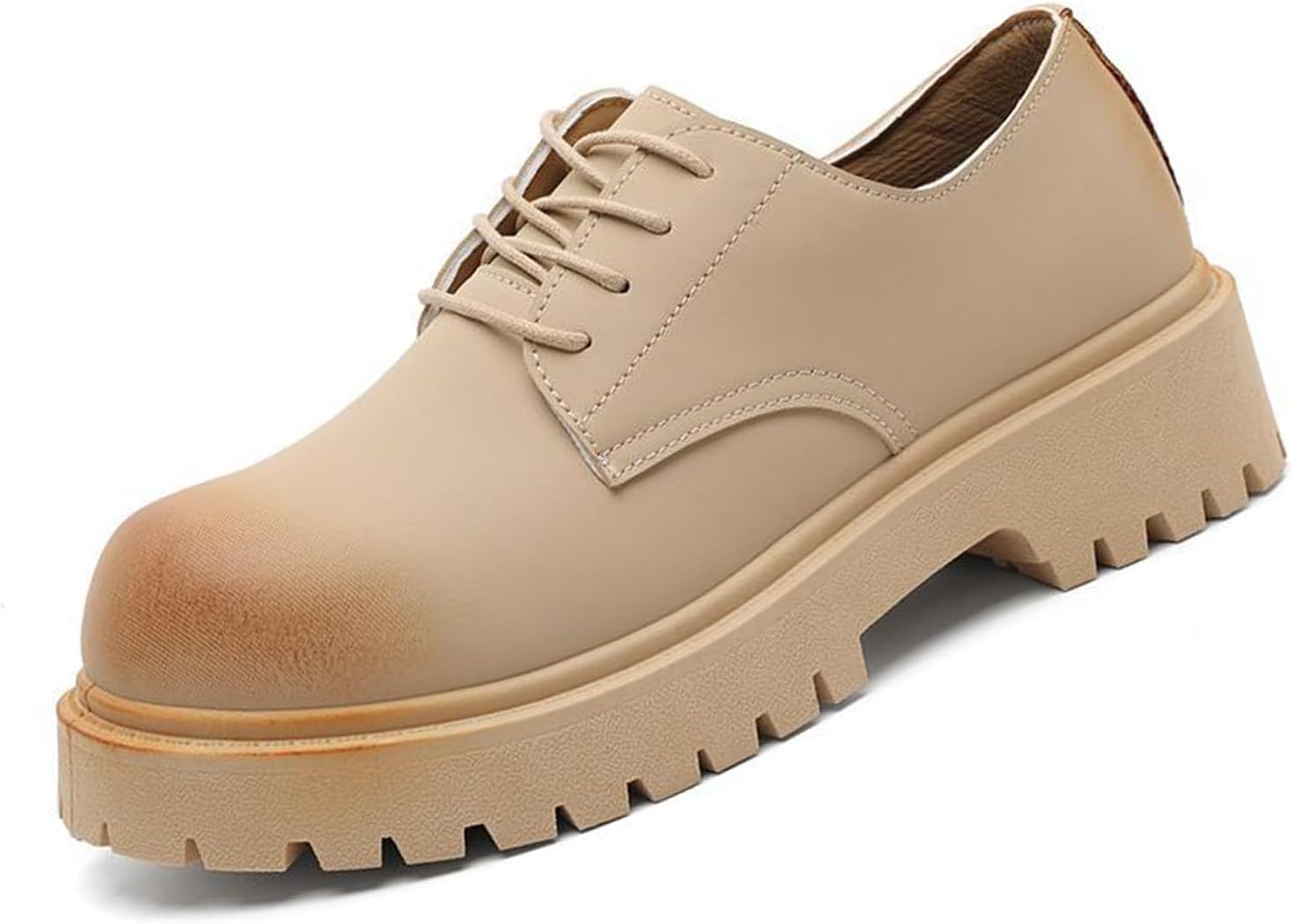 

Мужские туфли на платформе с массивной подошвой, из лакированной кожи, с шнуровкой, оксфорды, повседневные деловые дерби Sehdk, бежевый