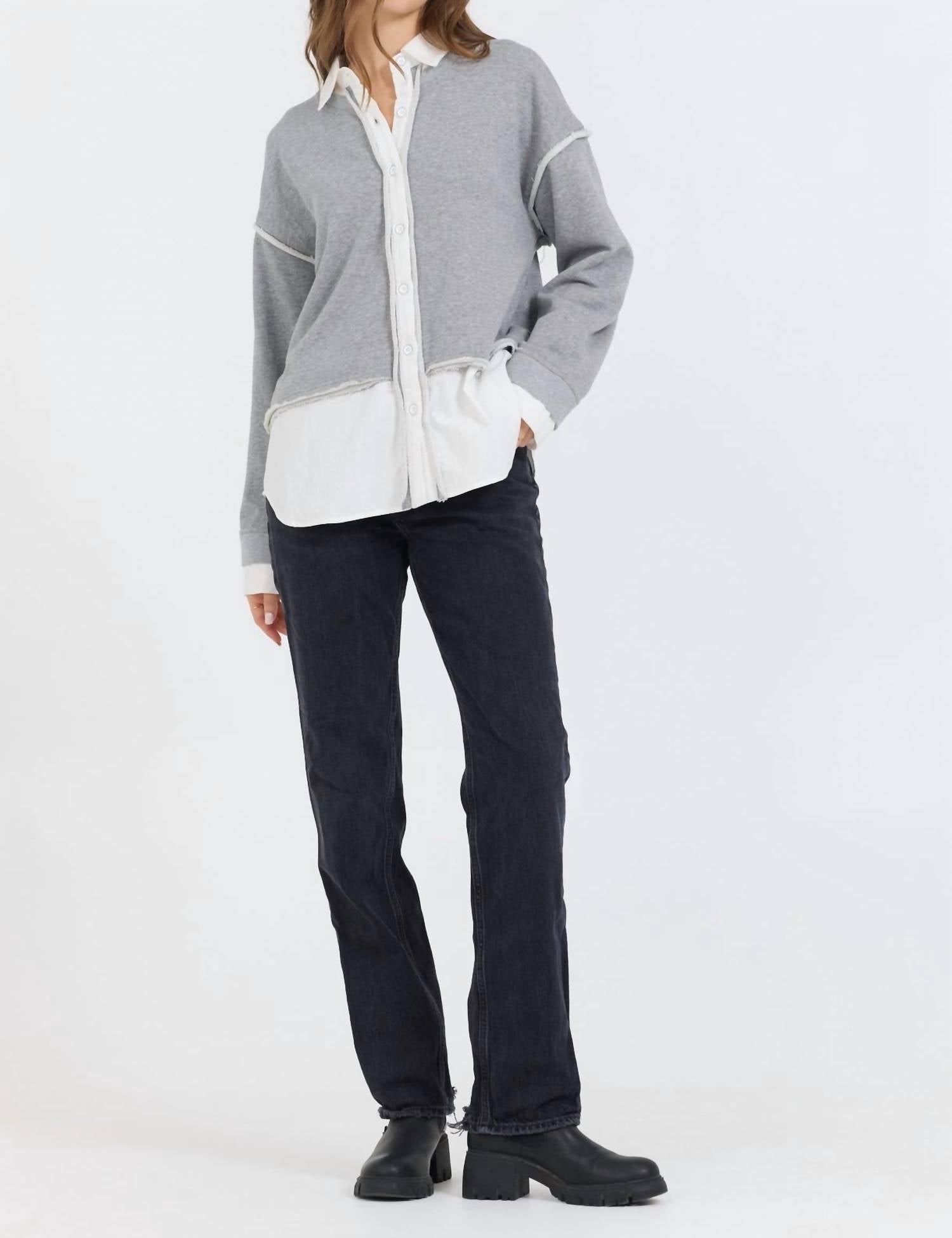 

Комбинированный топ на пуговицах серо-белого цвета Vintage Havana