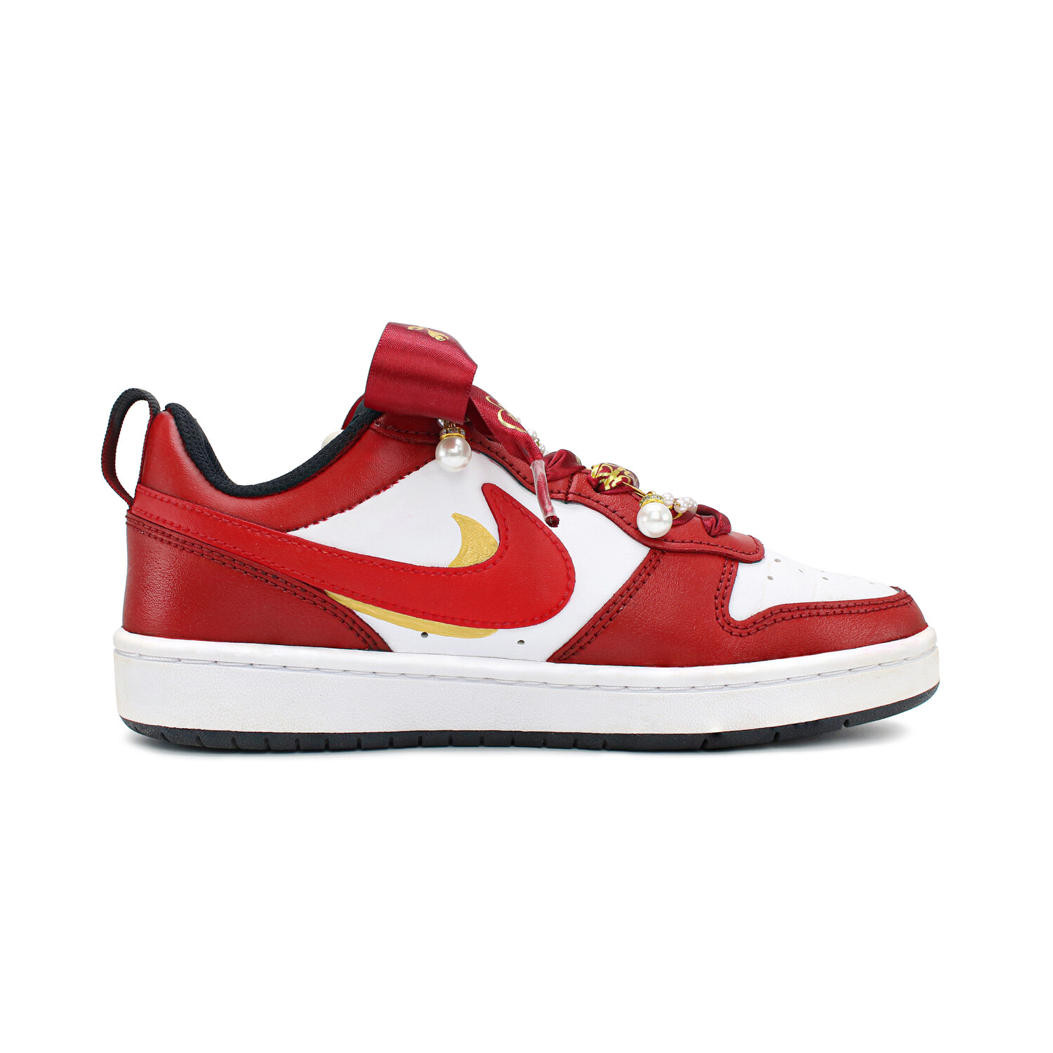 

Кроссовки Nike Court Borough Skateboarding Shoes Women's Low-top Red/Gold, красный