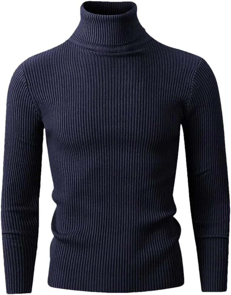 

Мужской однотонный повседневный свитер с высоким воротником Slim Fit