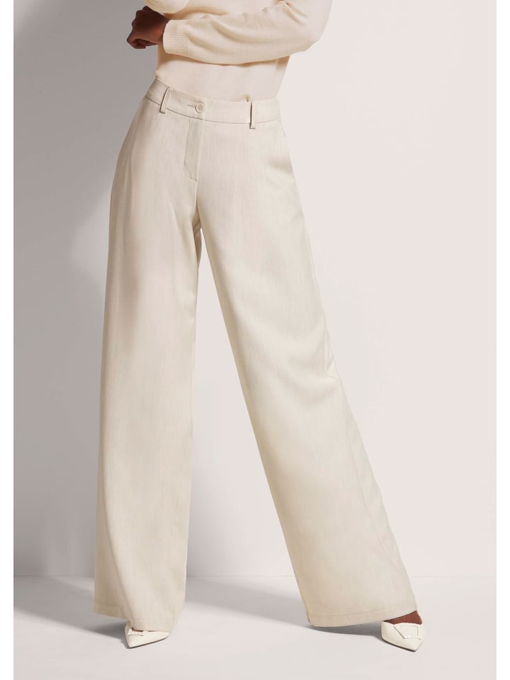 

MADELEINE Элегантные эластичные брюки с отглаженными краями, жемчужно-белого / кремового / меланжевого цвета