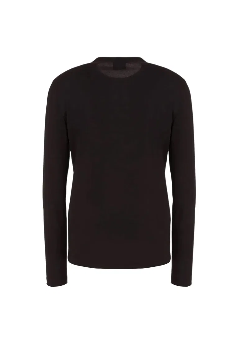 Футболка с длинным рукавом, черная, модель 8NPT17 PJRGZ Emporio Armani — фото 3