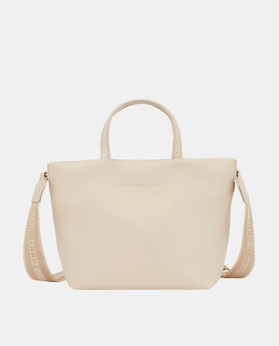 

Бежевая фирменная мини-тоут Tommy Hilfiger