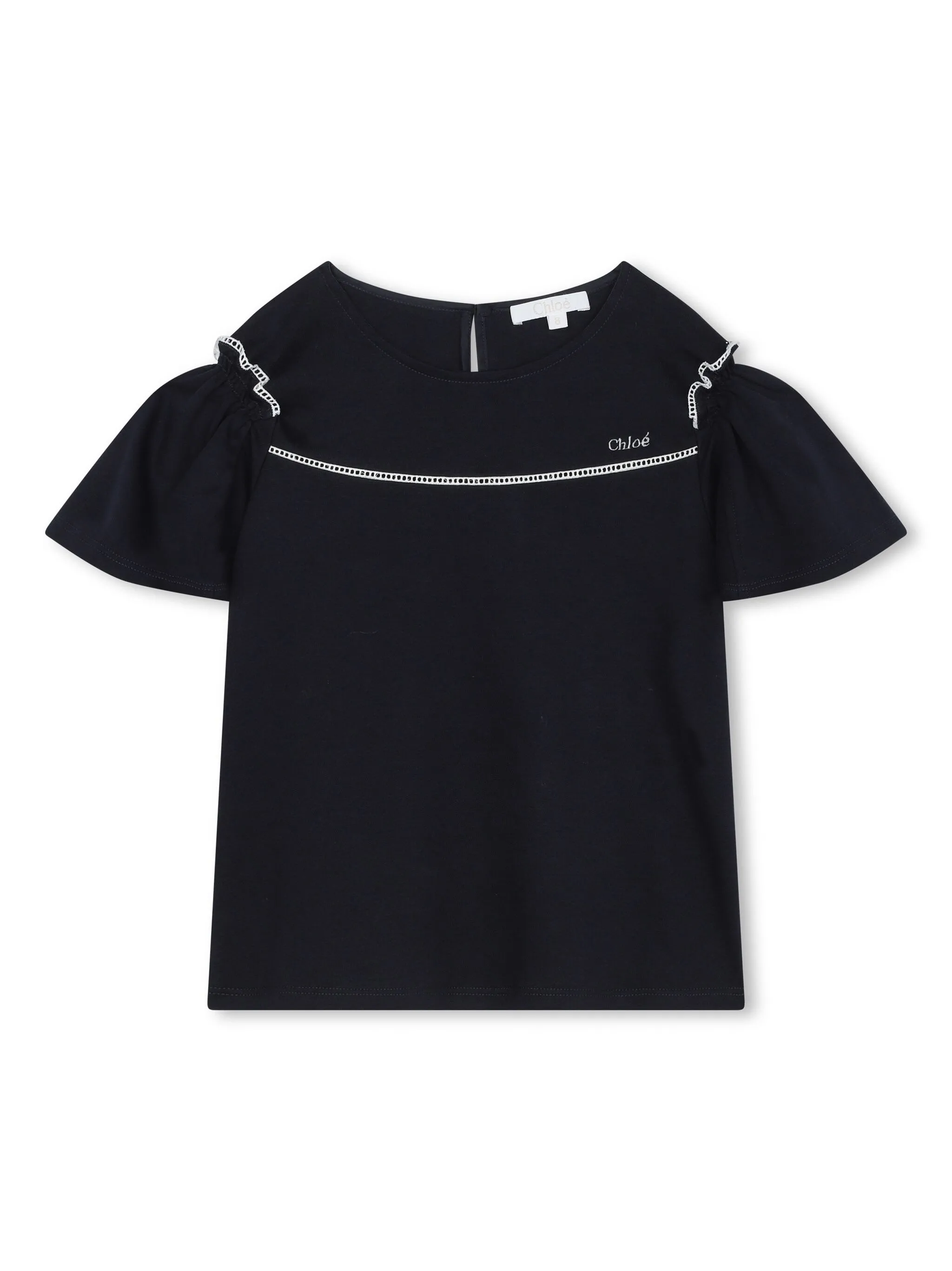 

Блузка со сборками и люверсами Chloé Kids, синий