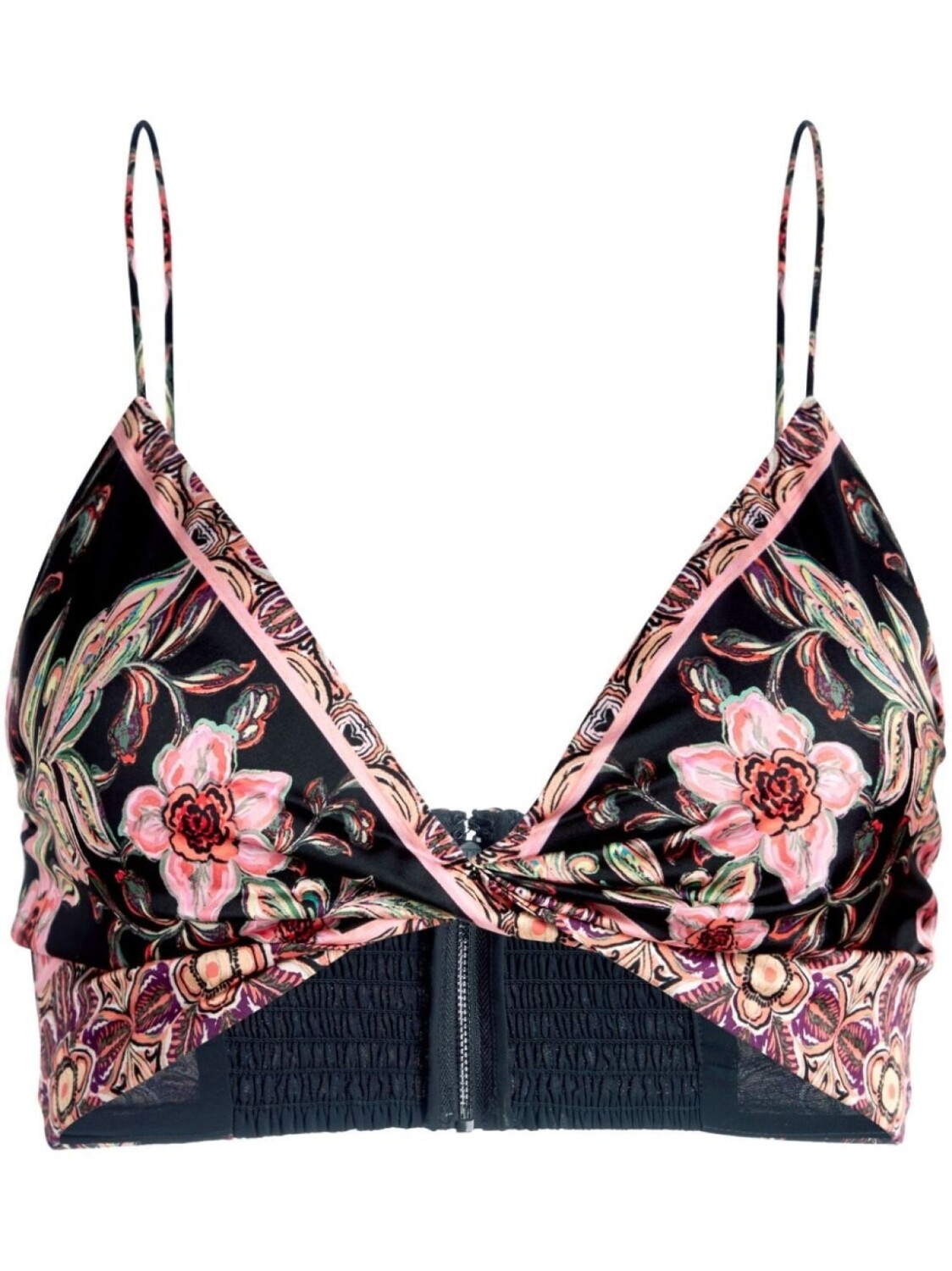

alice + olivia укороченный топ Tay с цветочным принтом, черный