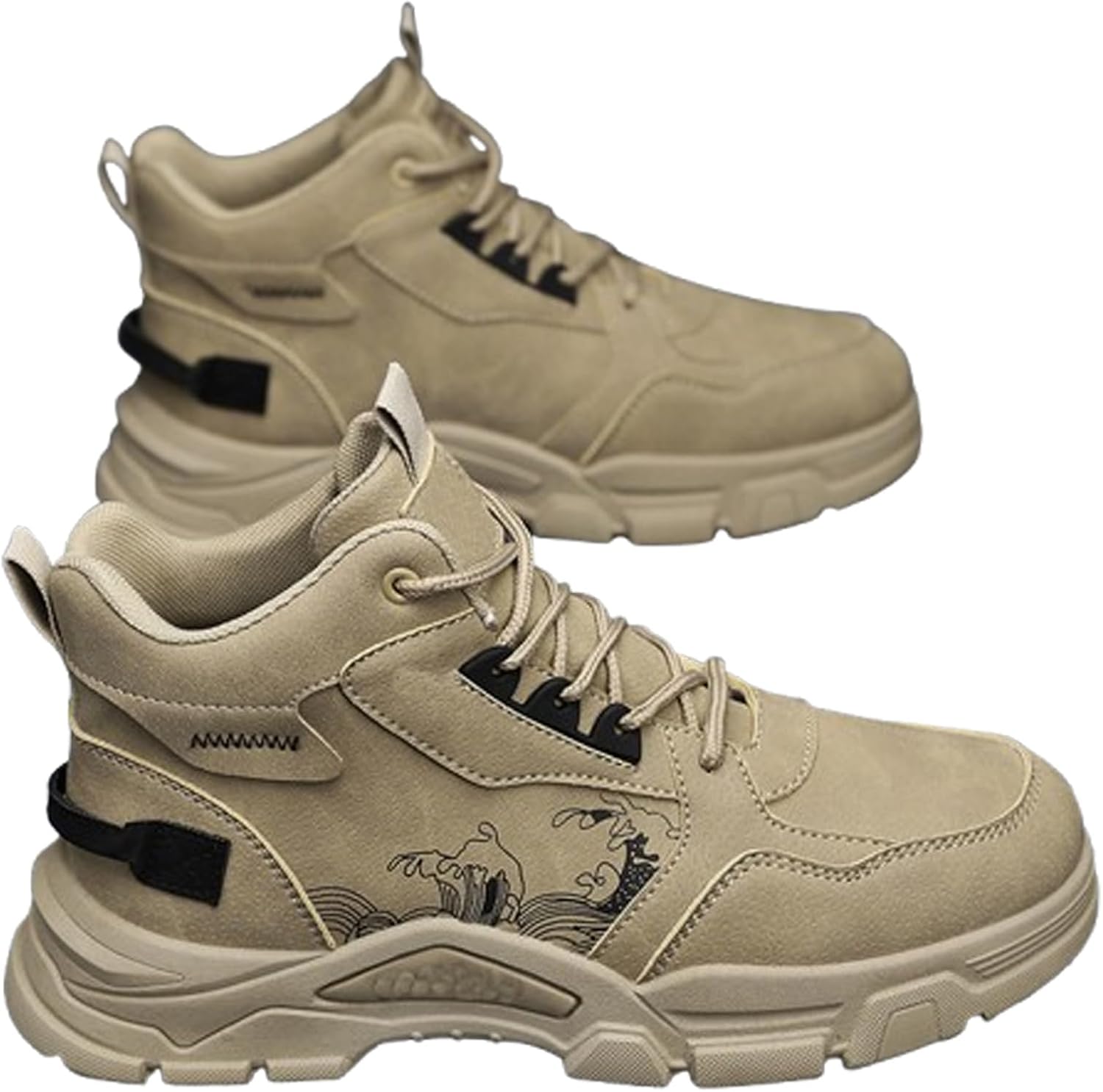 

Мужские ботинки, легкая защитная обувь для мужчин, нескользящие водонепроницаемые ботинки с композитным носком для строительства и походов Generic, хаки