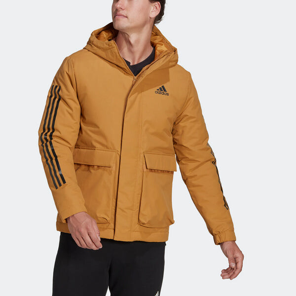 Куртка утилитас 3 полоски куртка с капюшоном Adidas, коричневый — фото 2
