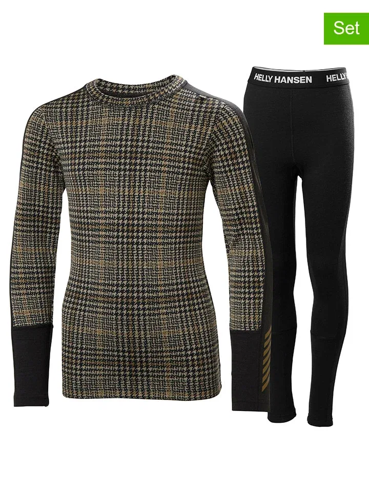 Термобелье для детей, 2 предмета, Helly Hansen, черный/светло-коричневый