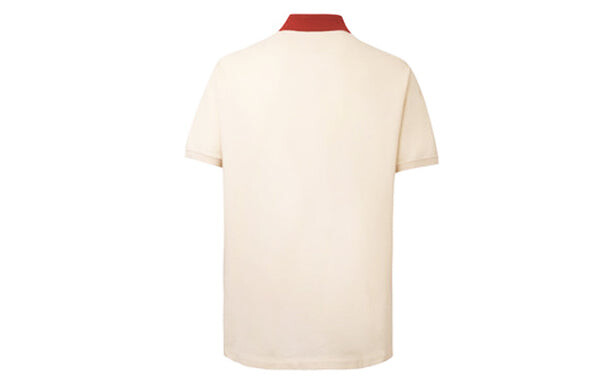 Футболка поло GUCCI Contrast Collar Logo Printed Polo Shirt For Men, бежевый — фото 2