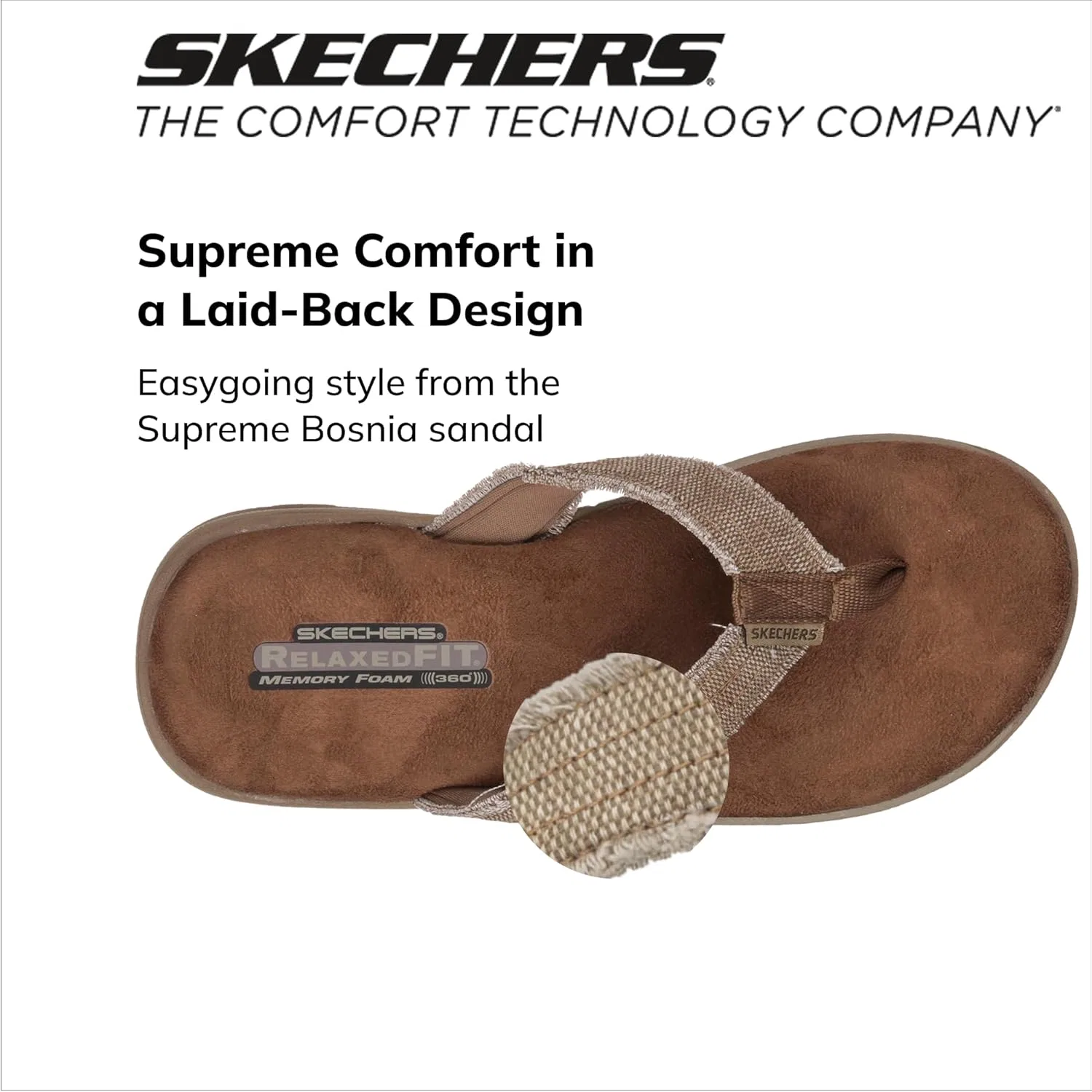 Мужские сандалии Skechers Supreme Bosnia с разделителем для пальцев ног, Beige Tan — фото 2